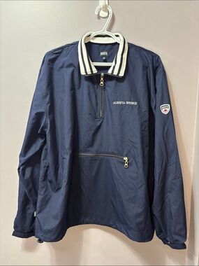 VTG Roots Golf Alberta Springs Navy Half-Zip Windbreaker with Striped Collar XL